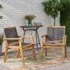 thumbnail image 6 of GDF Studio Specter Outdoor Rope and Acacia Wood Dining Chairs, Set of 2, Teak and Dark Gray, 6 of 7