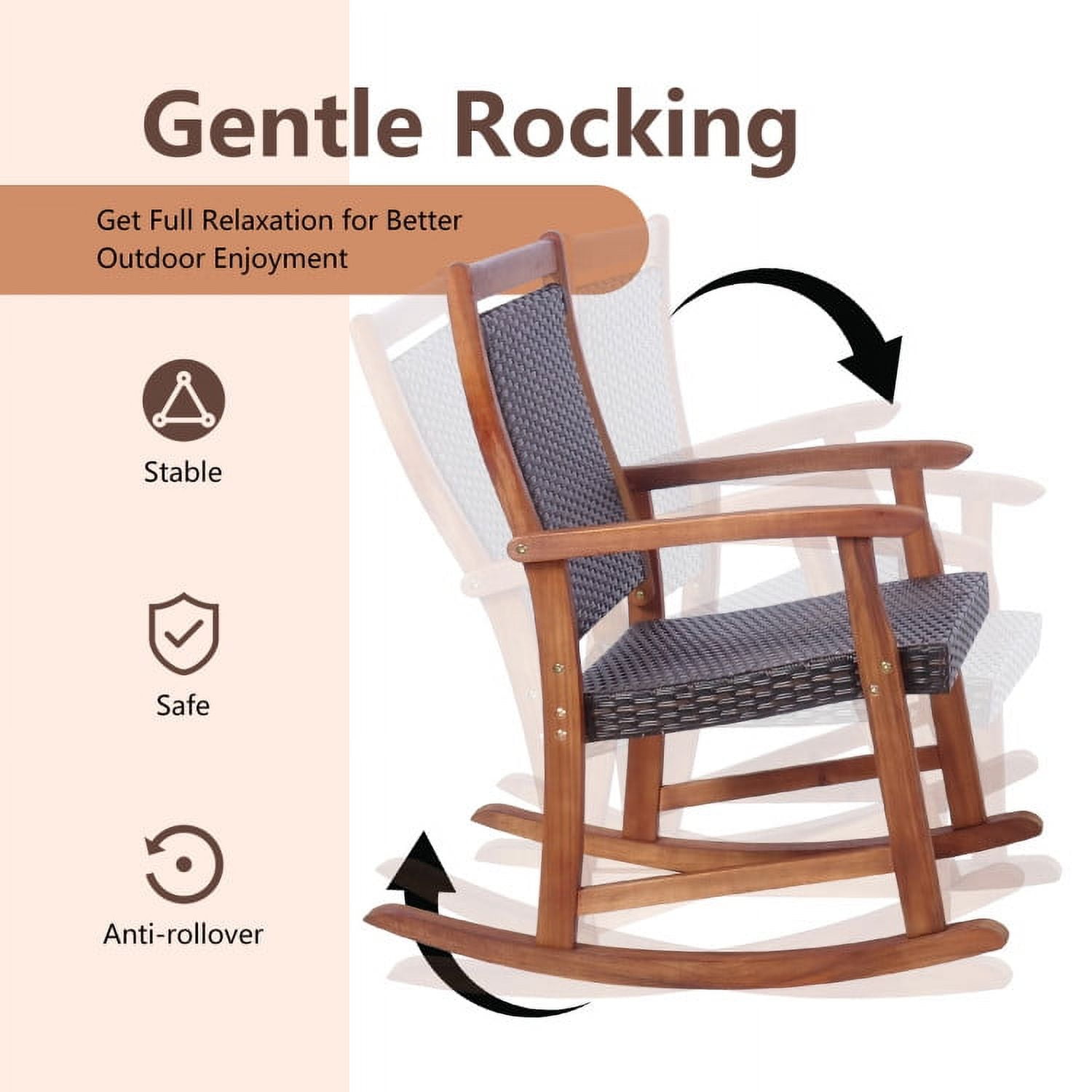 Aimee Lii 3 Pieces Acacia Wood Patio Rocking Chair Set with Side Table, Outdoor Patio Furniture Set Aimee Lii 3 Pieces Acacia Wood Patio Rocking Chair Set with Side Table, Outdoor Patio Furniture Set
