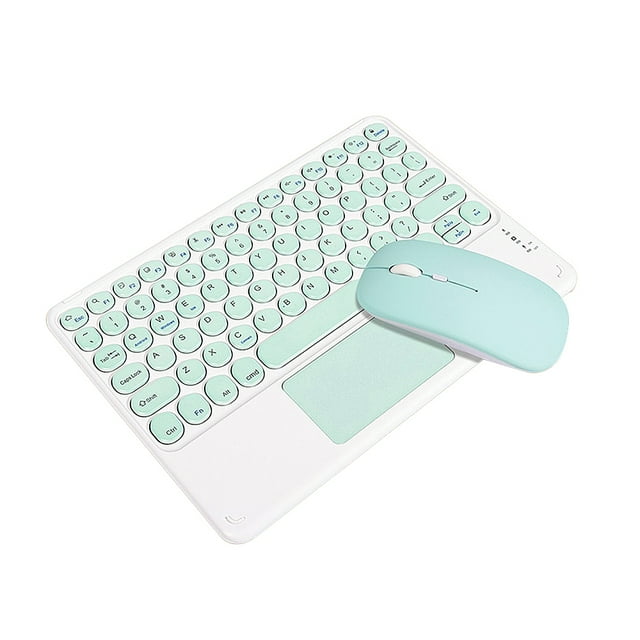TFixol BT Keyboard Mouse Combo BT3.0 Wireless Rechargeable Keyboard Ergonomic Mouse Set Slim Design Support Android iOS Windows Green