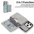 thumbnail image 5 of Case For iPhone 14 Pro Max RFID Blocking Protective Purse Case With Magsafe Kickstand 2 In 1 Detachabl Flip Horizontal multi-slot card holder Shockproof Protective Leather Cover,Grey, 5 of 8
