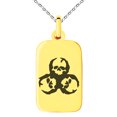 thumbnail image 1 of Stainless Steel Zombie Skull Biohazard Engraved Small Rectangle Dog Tag Charm Pendant Necklace, 1 of 1
