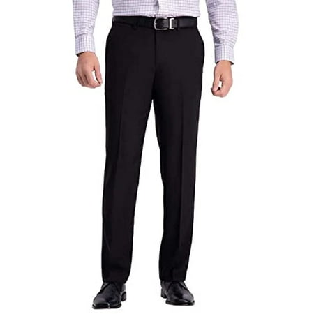 Haggar Men's Comfort Performance Stretch Straight Fit Pant with Super Flex Waistband (34W x 34L, Black)