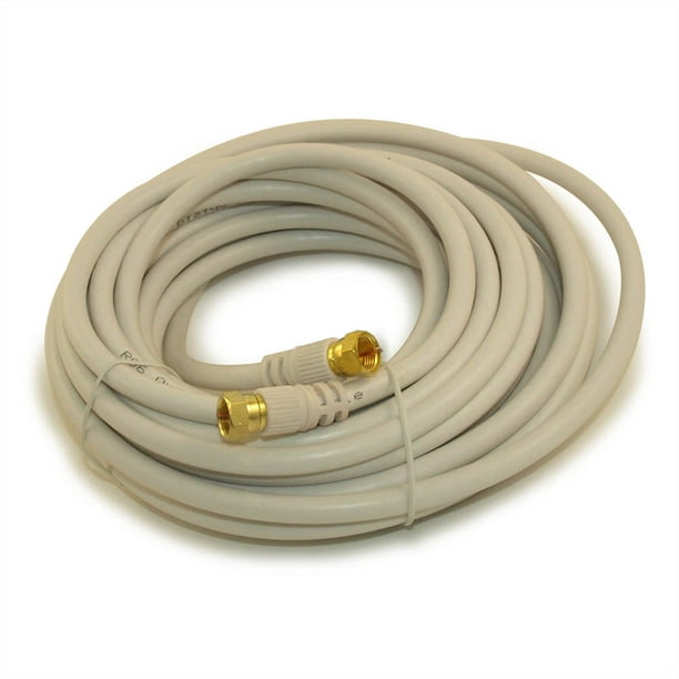 25ft RG6 QUAD SHIELD HIBANDWIDTH Coax Cable Ftype Gold Plated WHITE