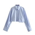 thumbnail image 3 of Summer New Casual Straight Double Pocket Decorated Short Shirt for Women - Light Purple - XS, 3 of 6