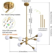 Deyidn 6-Light Gold Sputnik Chandelier