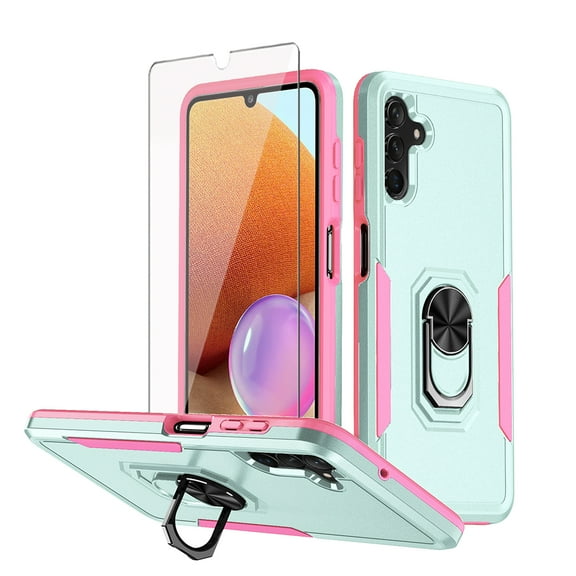 TASHHAR Samsung Galaxy A04S Case/A13 5G Case with Screen Protector and Magnetic Ring Kickstand Military Grade Double Layer Drop Protection Rugged Detachable for Galaxy A04S/A13 5G Phone - Teal Pink