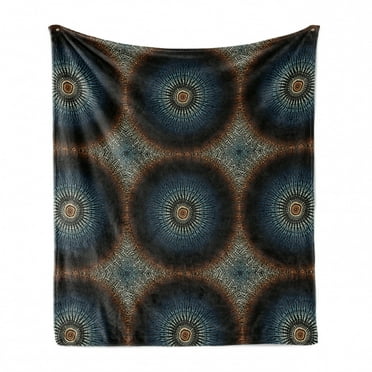 Mandala Soft Flannel Fleece Throw Blanket, Circular Bohemian Style Circular Dots, Cozy Plush for Indoor and Outdoor Use, 50" x 60", Multicolor, by Ambesonne
