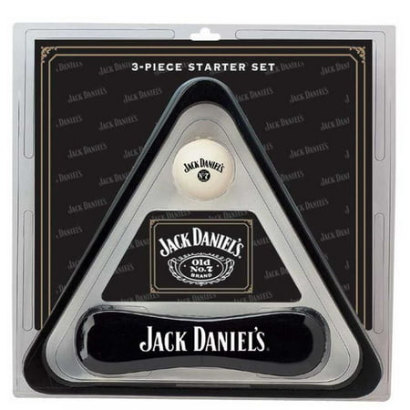 Jack Daniels 3 Piece Billiards Starter Set w/ Triangle, Cue Ball, and