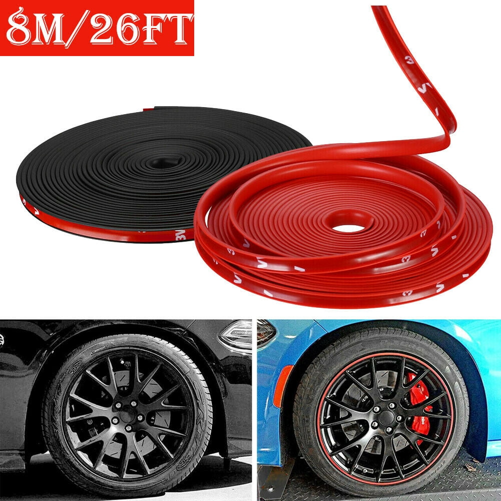 8M Black 26FT 13 to 22 inch Car Wheel Universal for Most Car Wheel Rim Protector Rings Alloy Strips 