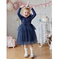 thumbnail image 3 of Arshiner Toddler Girls Tutu Dress Princess Tiered Tulle Long Sleeve Bowknot Birthday Party Dresses, 3 of 6