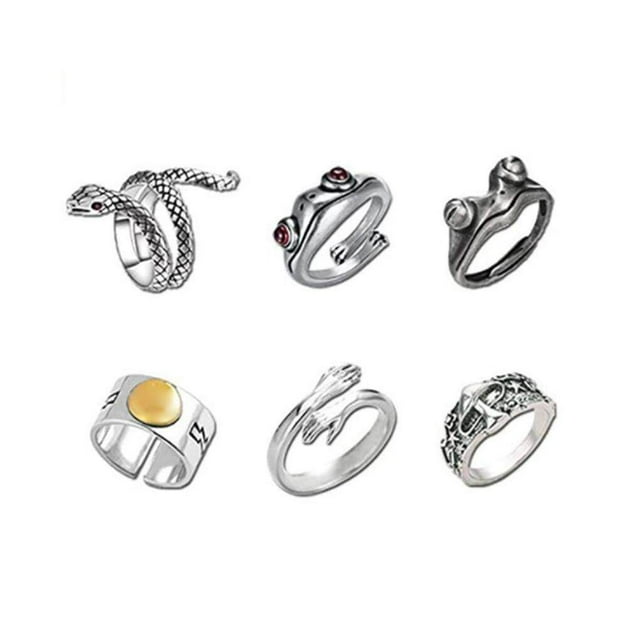 Anillo de repuesto Unisex Qarigey galvanizado antioxidante portátil antiguo forma de Animal tamaño libre 6 piezas