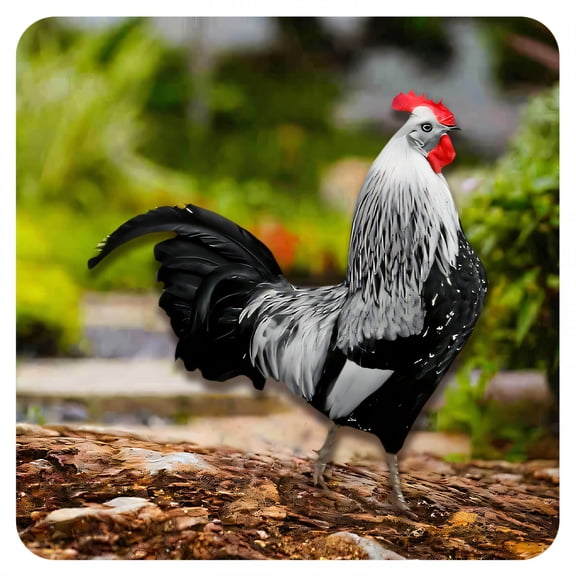 ICERUN Garden Statues,Acrylic Rooster Sculpture Yard Decor,Sun Rain Resistant Statues Outdoor Decorations for Yard,Style2