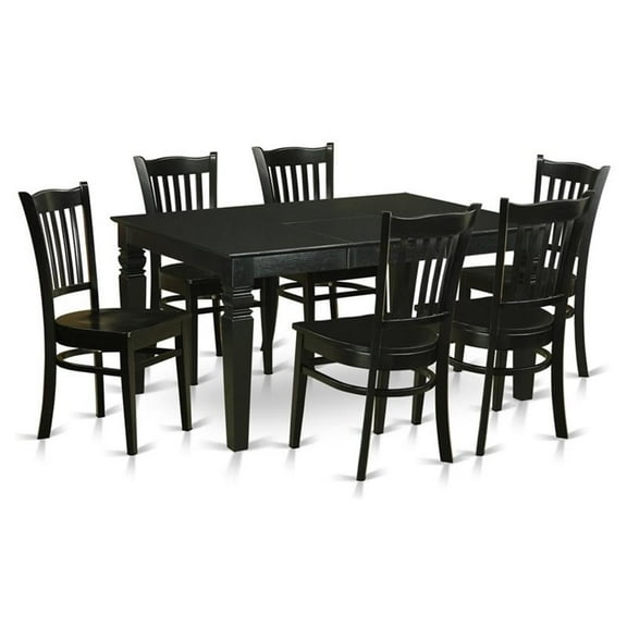 Pemberly Row 7-piece Wood Dining Room Table Set in Black