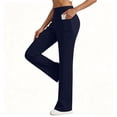 thumbnail image 3 of PWPSG Women's High Waist Crossover Slim Fit Flare Athletic Pants, High Stretch Yoga Trousers for Workout, Fitness & Active Lifestyle Blue XXL, 3 of 5