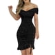 thumbnail image 1 of Mini vestido de fiesta de noche para mujer, vestido casual elegante de un hombro, vestido delgado delgado de fiesta sólida Fridja  hjkh783, 1 of 9