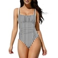 thumbnail image 3 of Jamicy Cute One Piece Swimsuit for Women Tummy Control Square Neck Sporty Ruched Slimming Monokini High Cut Women's Bathing Suit, 3 of 8