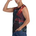 thumbnail image 3 of Lsque Red Moon Shark Sailboat Print Men's Cotton Blend Sleeveless Muscle Shirts (S-3XL)- Moisture Wicking, Odor Protection, UPF 30+,Medium, 3 of 8