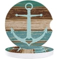 thumbnail image 1 of ZHANZZK Summer Anchor Aqua Green Wooden Grain Set of 6 Car Coaster for Drinks, Absorbent Ceramic Stone Coasters Cup Mat with Cork Base for Home Kitchen Room Coffee Table Bar Decor, 1 of 5
