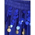 thumbnail image 6 of YONGHS Women's Belly Dance Costume Coins Side Split Lantern Harem Pants Arabic Halloween Trousers Royal Blue One Size, 6 of 7
