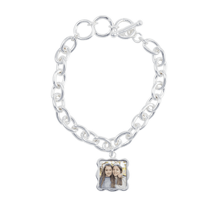 Sterling Silver Plated Wave Photo Bracelet Charm
