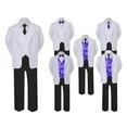 thumbnail image 1 of 5-7pc Formal Black White Suit Set Purple Bow Long Tie Vest Boy Baby Sm-20 Teen, 1 of 3