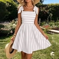 thumbnail image 6 of Karymi Wedding Guest Dresses for Women Striped Cute Bow Shoulder Straps Mini Dress, Square Neck A-Line Casual Summer Sundress Lightweight Airy Beach Dress Summer Dresses for Women, 6 of 9