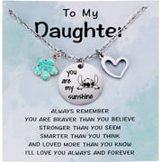 IRELYN Stitch Gift You are My Sunshine Necklace&Greeting Card, Stitch Jewelry Stuff Birthday for Little Girls Niece Daughter Granddaughter