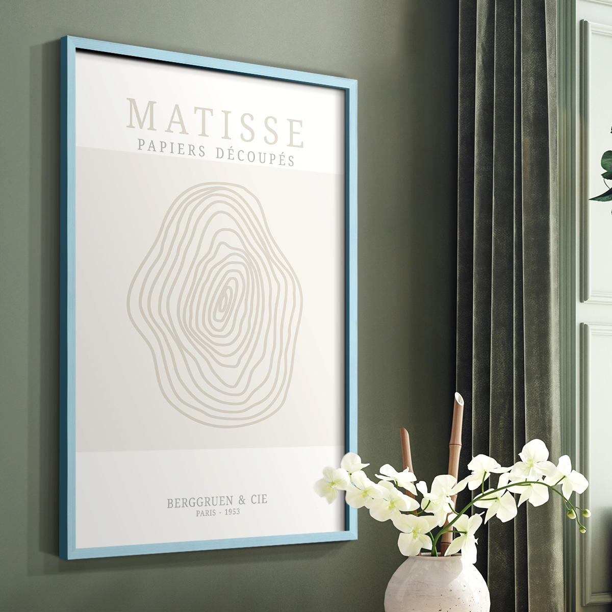 Matisse CDXXIV in Blue Solid Wood Framed Print No Nail Hanging