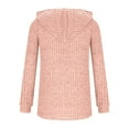 thumbnail image 5 of yoeyez Fall Sweaters for Women Knit Long Sleeve Hoodie Laides Striped Knitted Sweatshirts Loose Casual Fashion Clothes Hot Pink,XXL, 5 of 6