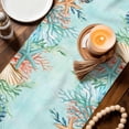 thumbnail image 2 of Blue Coastal Cotton Linen Table Runner for Dining Kitchen, Summer Nautical Beach Coral Starfish Wedding Outdoor Party Tablerunners Decoration, Dresser Scarf Coffee Tablecloth Runners 13x70 Inches, 2 of 9
