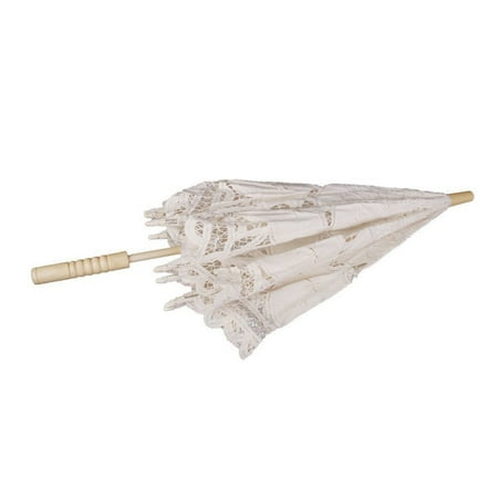 

Bridal Wedding Umbrella Lace Cotton Embroidery Handmade Parasol Umbrella Lady Costume Accessory for Wedding Party Photo Props (Shell)