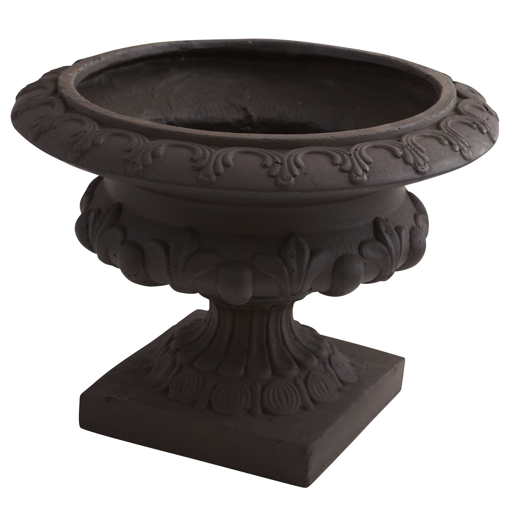 Nearly Natural 17.25” x 17.25” x 20” Round Black Iron Urn Planter with Durable Features