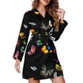 thumbnail image 2 of Colorfull Butterfly Pajama Robe V Neck Lots of Pretty Butterflies Dress Lady Long Sleeve Room Sleepwear Print Pajamas Robes, 2 of 7