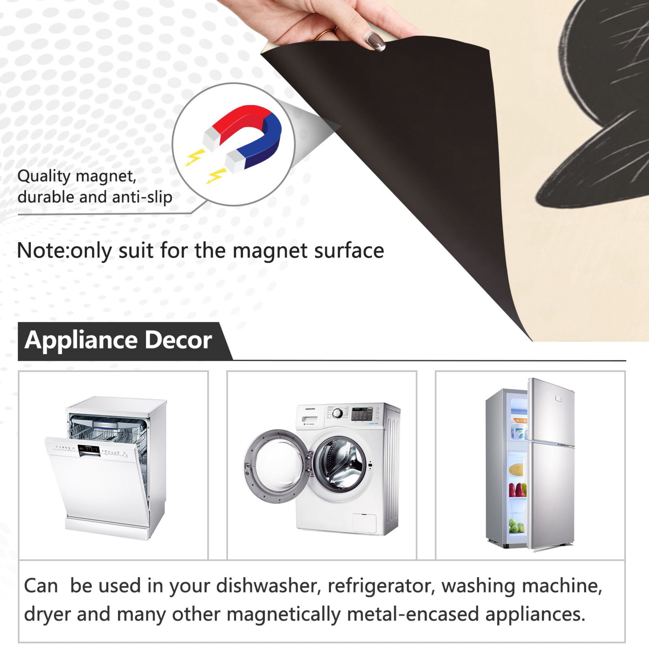 Dishwasher Magnetic Sticker 23x26 Inch Refrigerator Magnetic Sticker Washing Machine Magnetic Sticker Kitchen Panel Magnetic Sticker Home Decor Two Cats Hugging