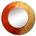 thumbnail image 2 of Designart "Vermillion Spiral In Gold And Red Sunset" Abstract Spirals Rund Mirror For Wall Decor - Large Gold Round Printed Mirror -Modern Round Living Room Mirror - 29" x 29", 2 of 6