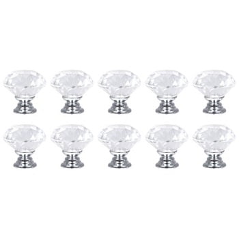 Nvted 10 Pcs Cabinet Knobs Drawer Pulls Diamond Shape Crystal