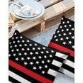 thumbnail image 2 of Pack of 2 Outdoor Pillow Covers, Thin Red Line Flags American Firefighter Red Stripes Flag Waterproof Square Throw Pillowcase Cushion Decorative Pillow Covers for Couch Patio Tent, 16x16 in, 2 of 6