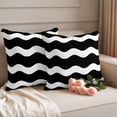 thumbnail image 3 of Outdoor Waterproof Pillow Covers Black and White Wave Stripe Decorative Throw Pillow Protectors,Pillowcase Cushion Cases for Patio Sofa Garden Couch,16x16in,Pack of 2, 3 of 13