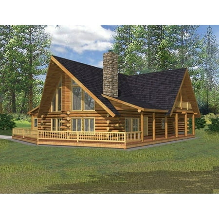 001-1070: Log Cabin 3 Bed, 2 Bath Luxury Home Plan, 2261 Sq Ft: Full Blueprints with License to Build by Home Plan Marketplace - Lesuto