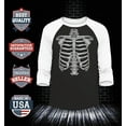 thumbnail image 2 of Shop4Ever Men's Skeleton Ribcage Easy Halloween Skull Costume Raglan Baseball Shirt Small Black/White, 2 of 4