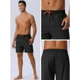 thumbnail image 5 of DARING DIVA Men's Elastic Waist Drawstring Mesh Lining Beach Shorts 28 Black, 5 of 6