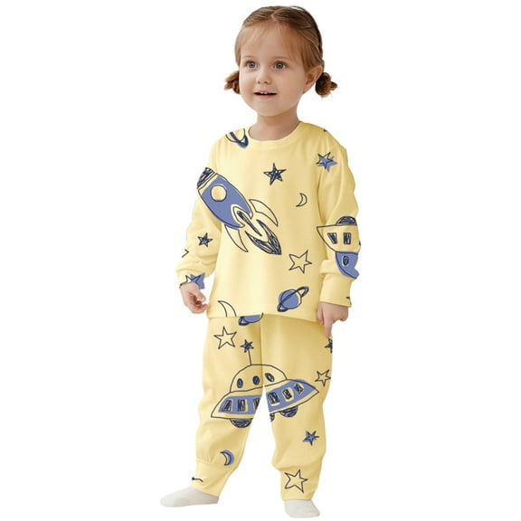 Girls 2 Piece Pajama Set Cute Print Sleepwear Long Sleeve Top And Pants Soft Nightwear Outfit For Toddlers Kids Children 2 To 10 Years Old