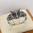 thumbnail image 2 of HIJONES Women Men's Black Cubic Zircon Animal Owl Ring Band Stainless Steel Vintage Gemstone Jewelry Size 10, 2 of 4
