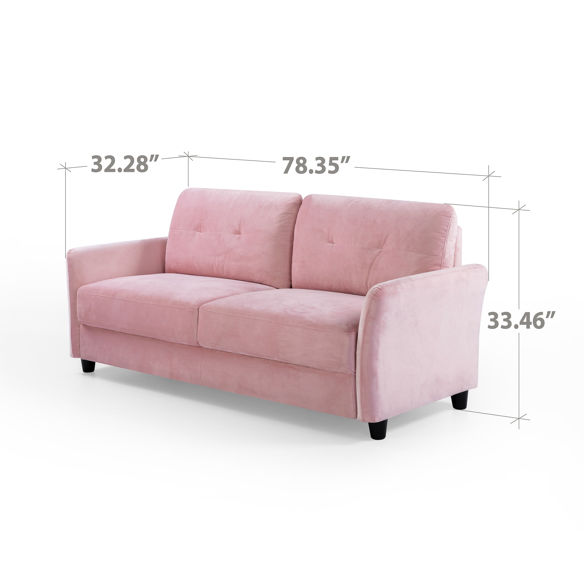 Ember Interiors Ricardo Sofa Couch, Blush Velvet - Walmart.com