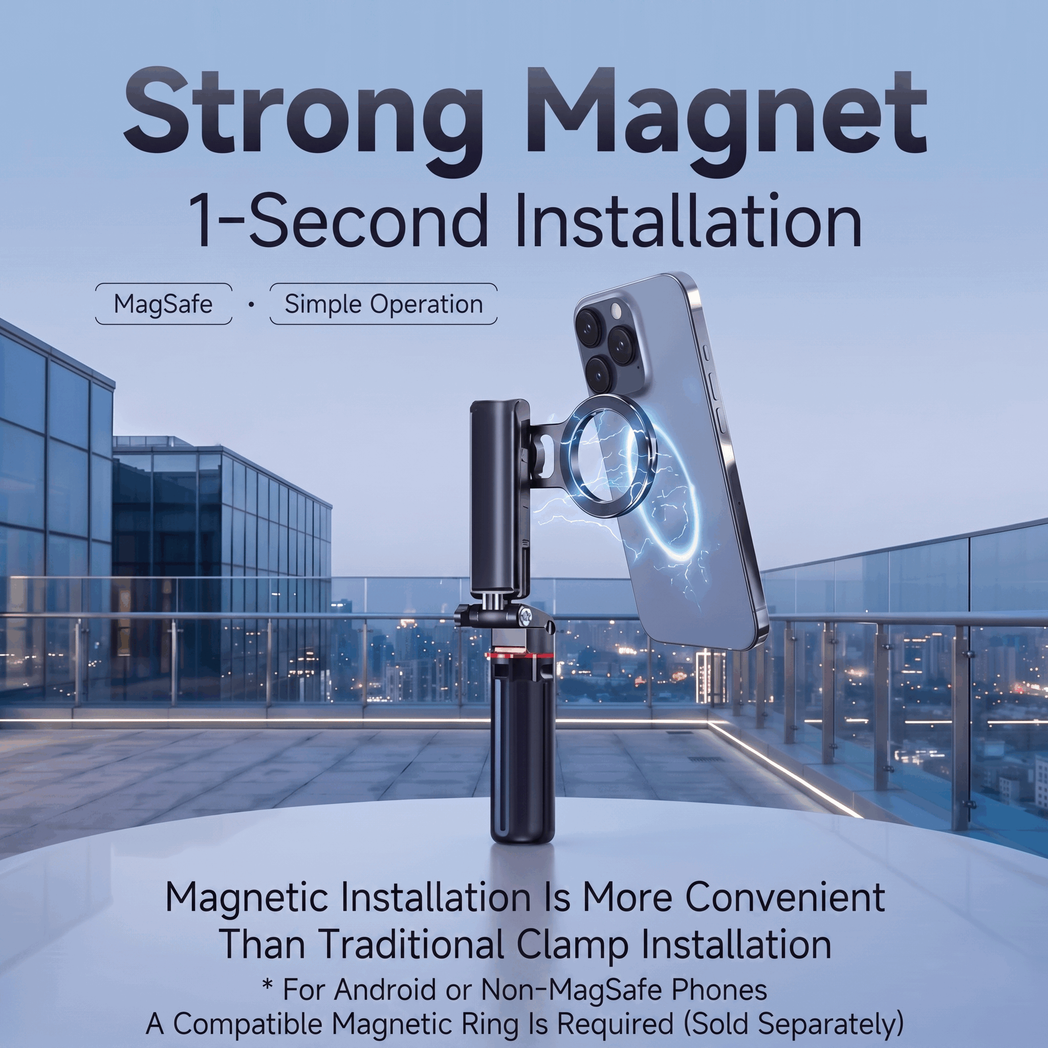Magnetic 4-in-1 Selfie Stick Tripod with Remote photo 6