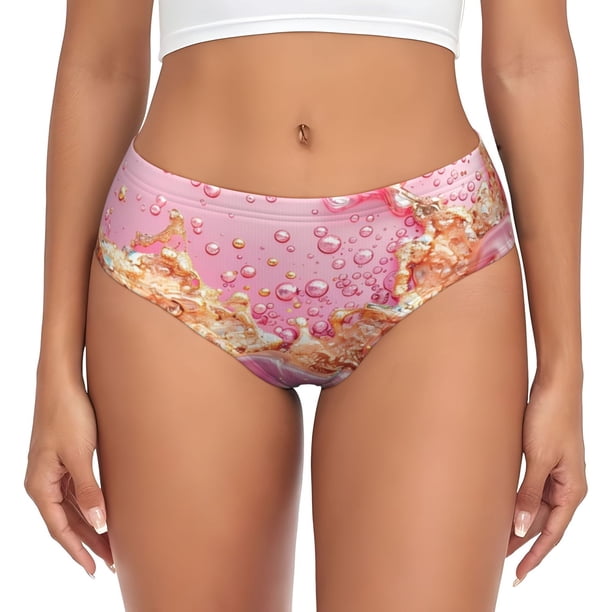 Balery Abstract Pink Gold Splash Ropa Interior de Algodón para Mujer con Dibujo – Braguitas Cómodas y Elásticas, Estilo Clásico-4X-Large