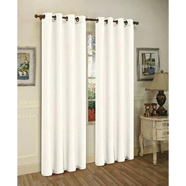 Qutain Linen Faux Silk Grommet Curtain Window Panel Solid 55" x 84