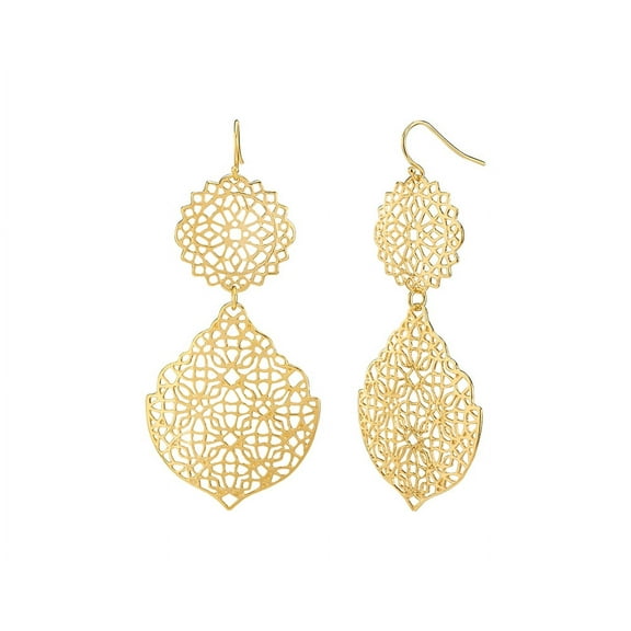 Gold Plated Sterling Silver Drop & Dangle Filigree Earrings