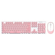 WQJNWEQ Clearance Wireless Keyboard and Mouse Combo Retro Round Keycap, Ultra Thin Quiet 2.4GHz for Laptop