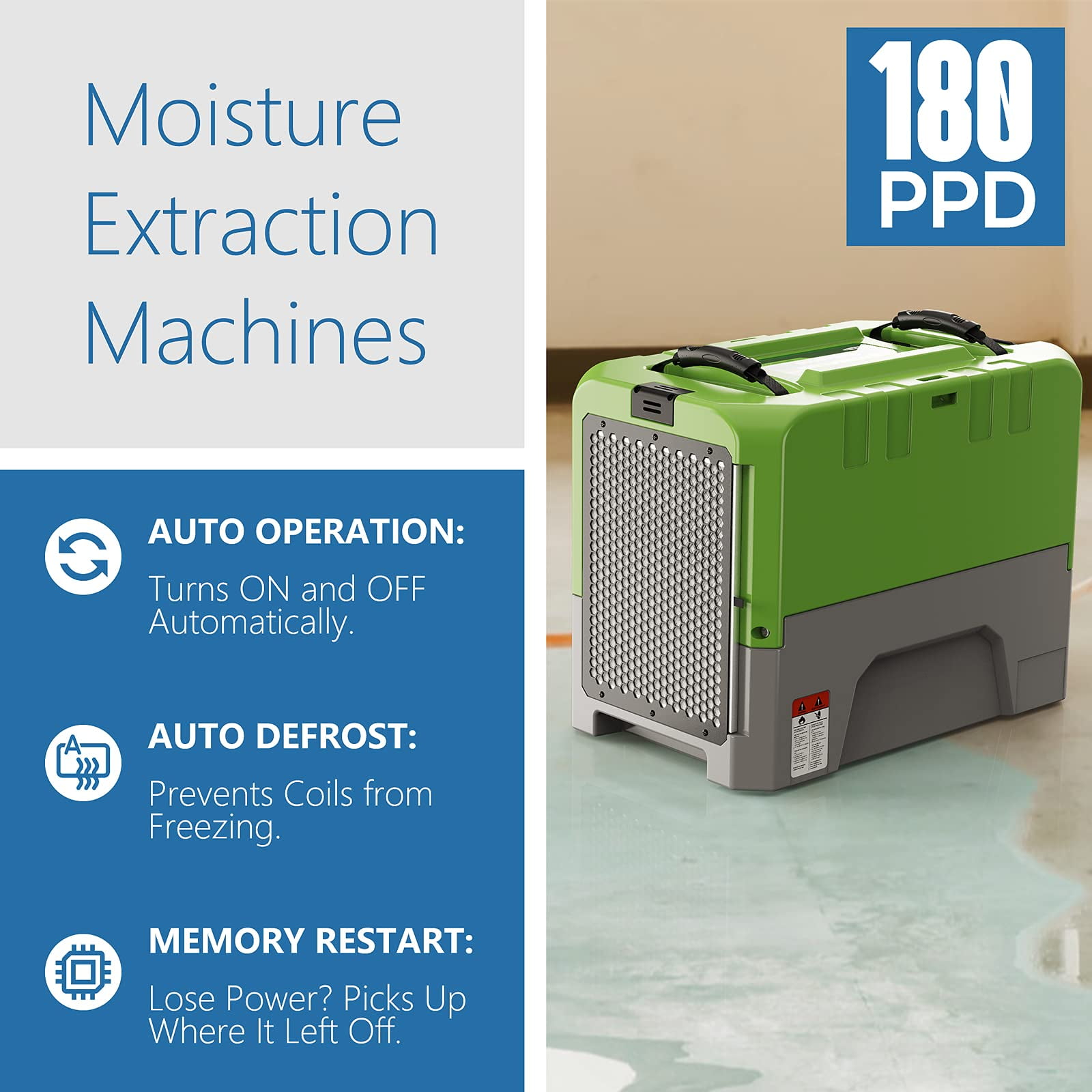 ALORAIR Commercial dehumidifiers With Wi-Fi,Up to 2,300 Sq.Ft,180 PPD Industrial Dehumidifiers with Drain Hose, for Water Damage Restore, Flood Repair, Large Space, Job Sites, 5 Year Limited Warranty